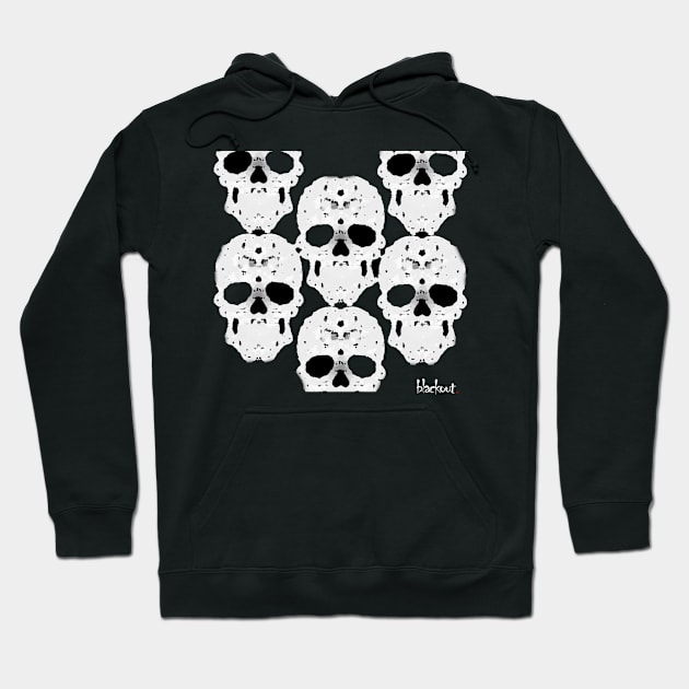 Skulls Convene Worn White Wink by Blackout Design Hoodie by Blackout Design